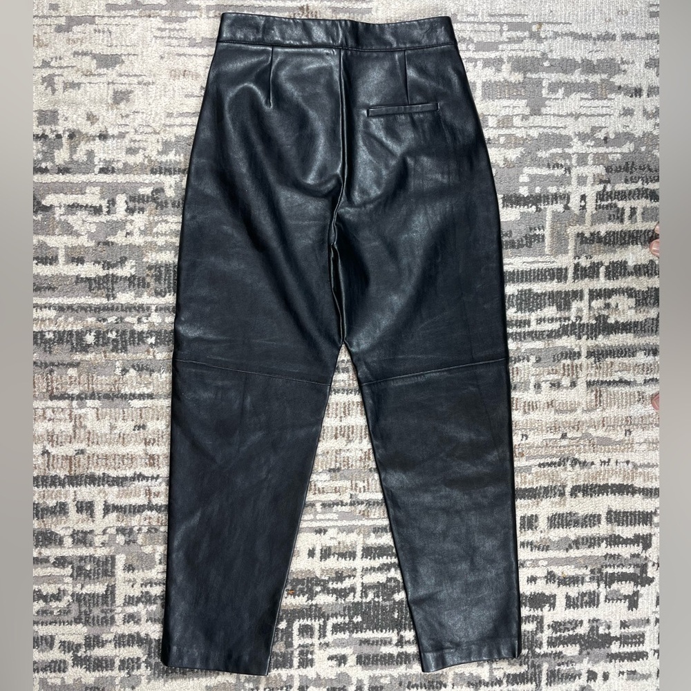 Mango Black Vegan Leather Highrise Mom Fit Faux Leather Pants Size 2 - Picture 5 of 13